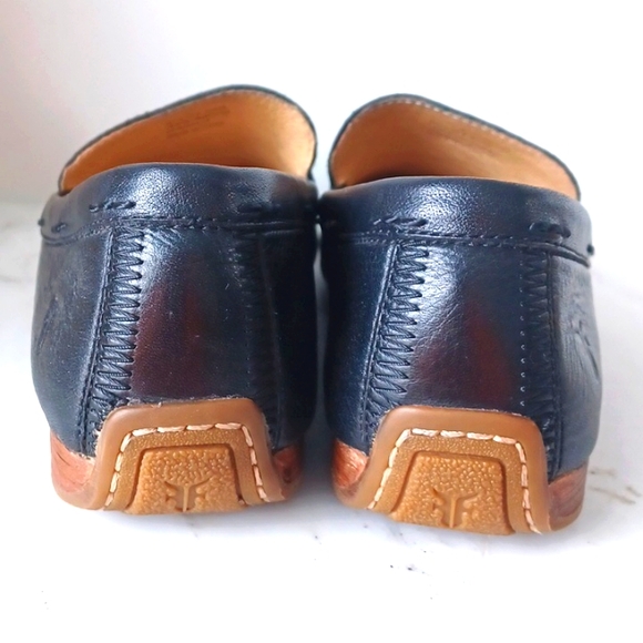 Dark Navy Blue Slip-On Loafers with Smooth Leather and Rounded Toe. Size 10.5 - Picture 3 of 6